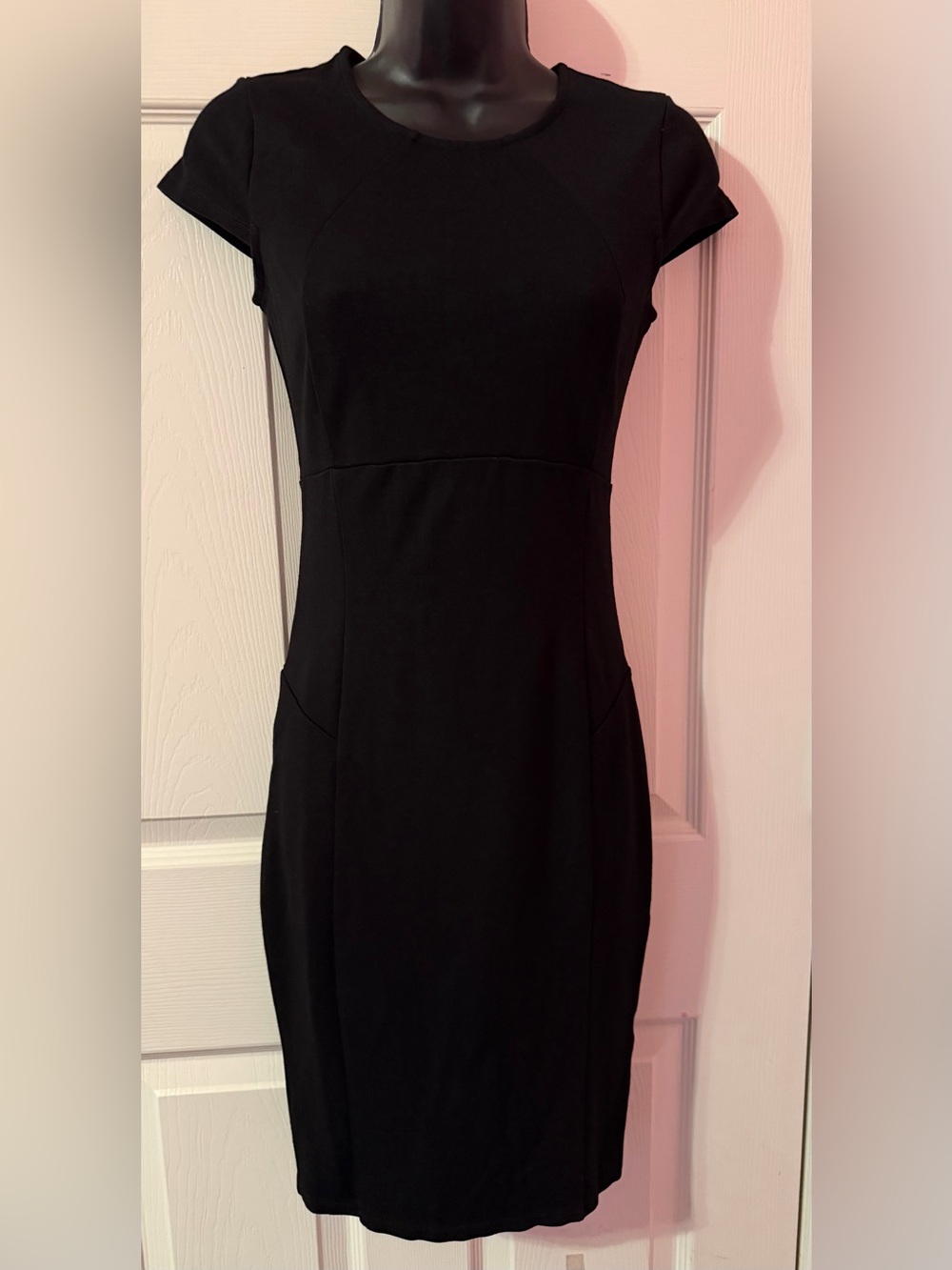 Felicity & Coco Black Cap-Sleeve Midi Pencil Dress